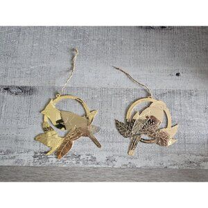 Audubon Bird Ornament Brass 1980s Bluebird Cardinal Christmas Lot Of 2 G21c